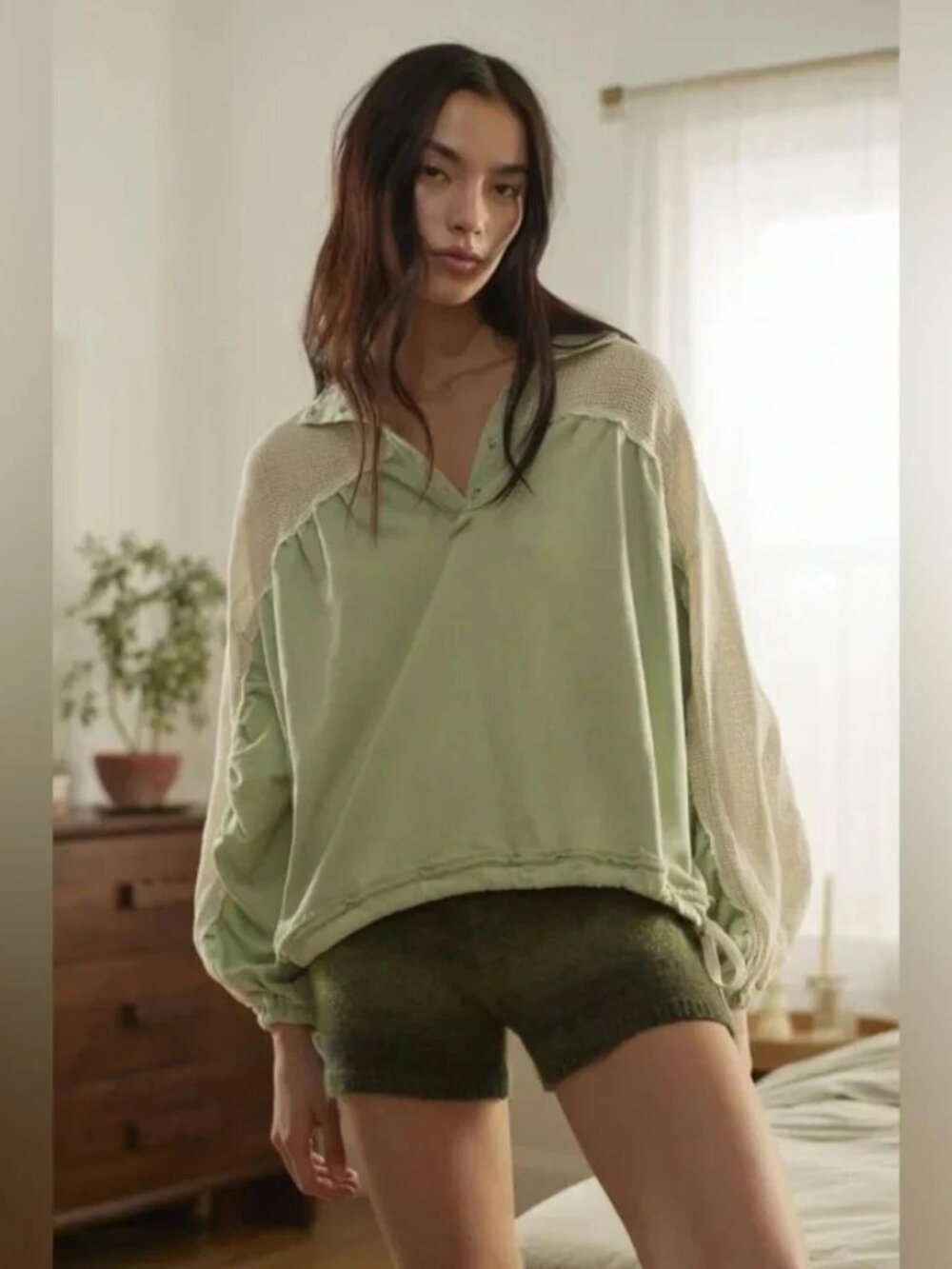 Out From Under Sienna Mesh Popover Sweatshirt Urban Outfitters Top XL